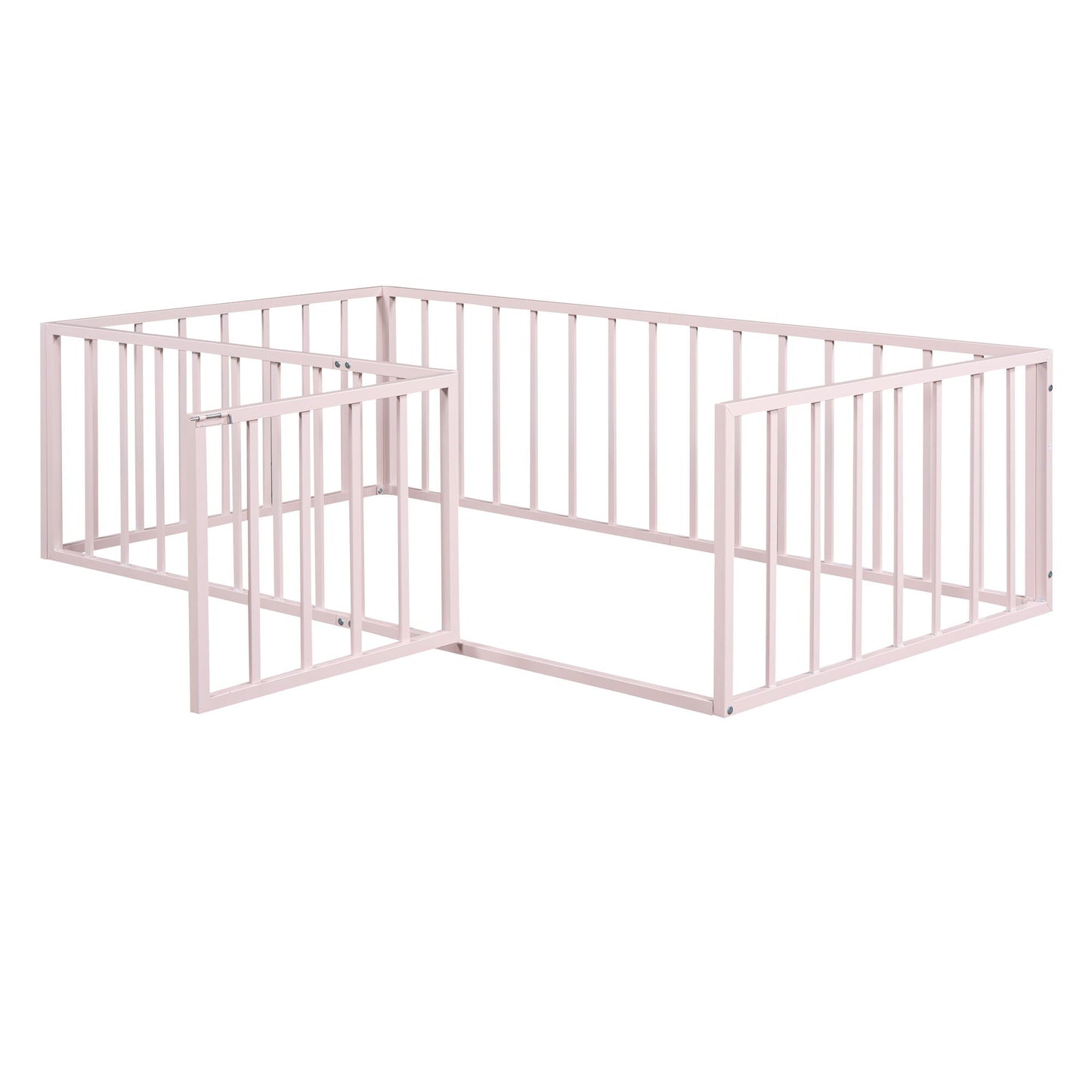 Metal Floor Bed Frame With Fence And Door