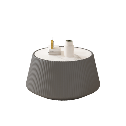 Light Sintered Stone Top Cup Shape Leather Coffee Table