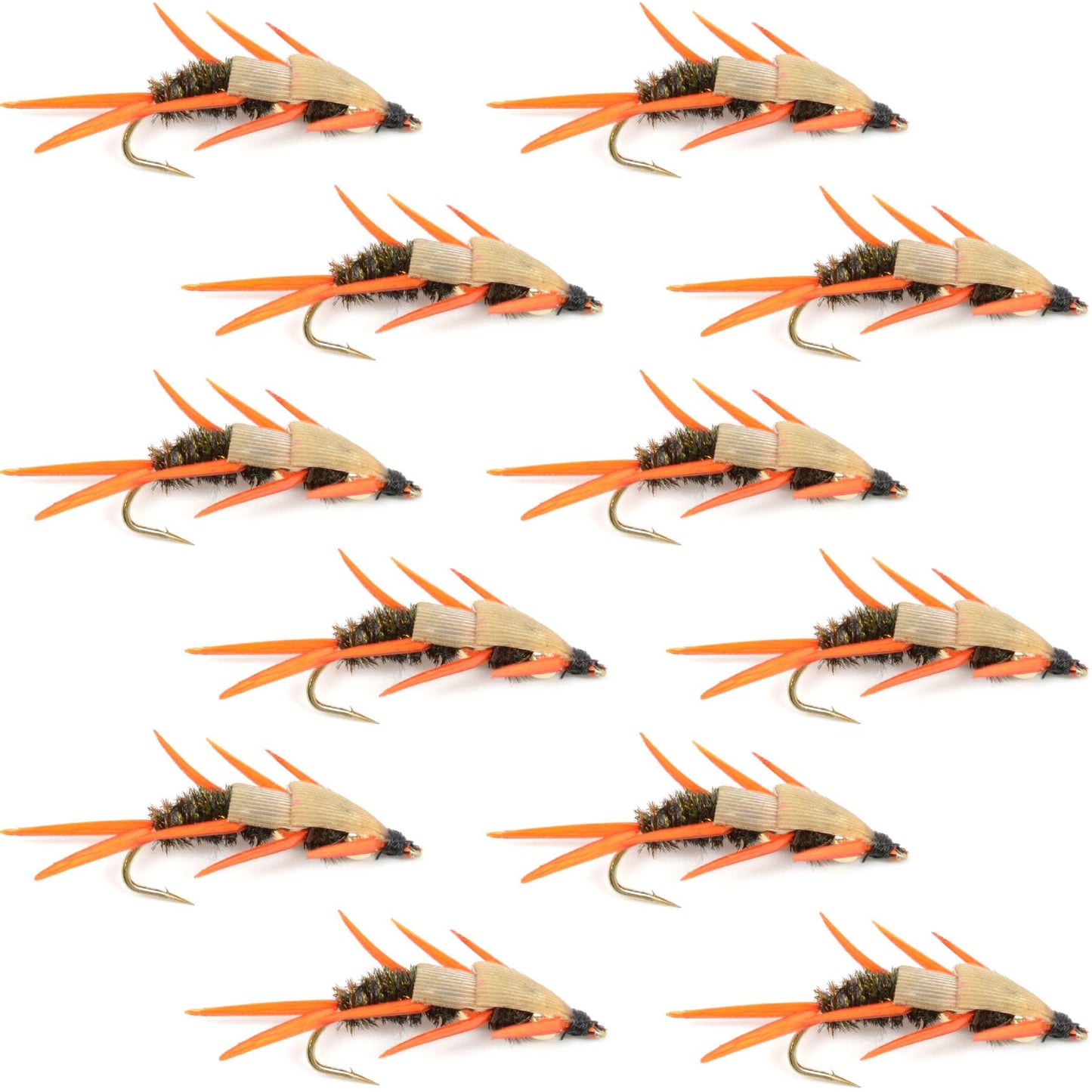 Double Bead Peacock Stonefly Nymph with Amber Biot Legs Fly Fishing Flies - 1 Dozen Flies Hook Size 8