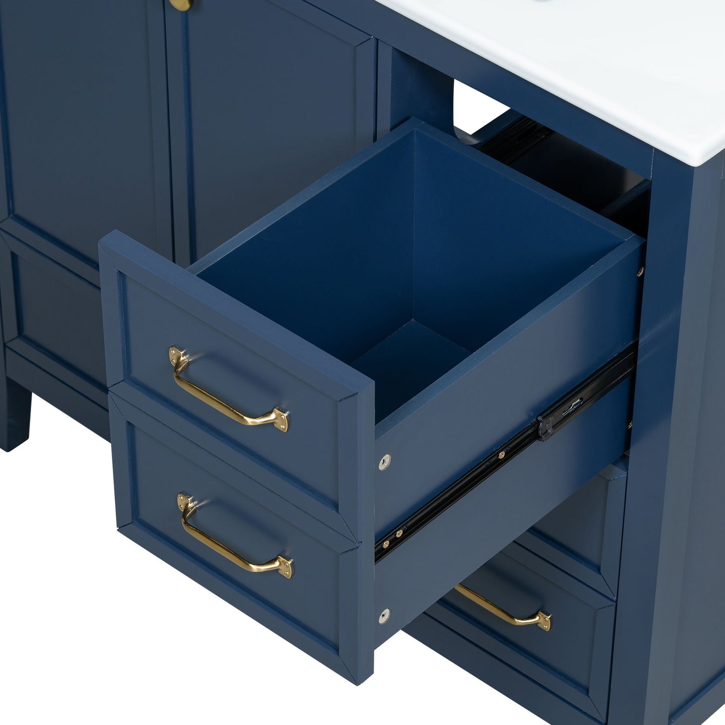 Elegant Vintage Bathroom Vanity With Sink and Soft Closing Drawers