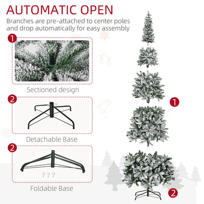 HOMCOM 9ft Unlit Snow-Flocked Slim Pine Artificial Christmas Tree