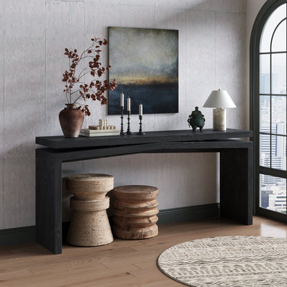 65-Inch Rustic Solid Wood Veneer Console Table