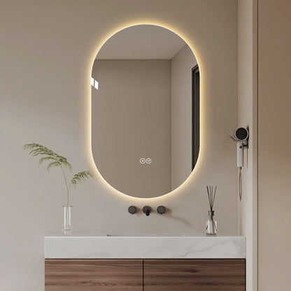 Smart Wall Mounted LED Touch Screen Mirror With Anti-Fog Function And Adjustable Lighting