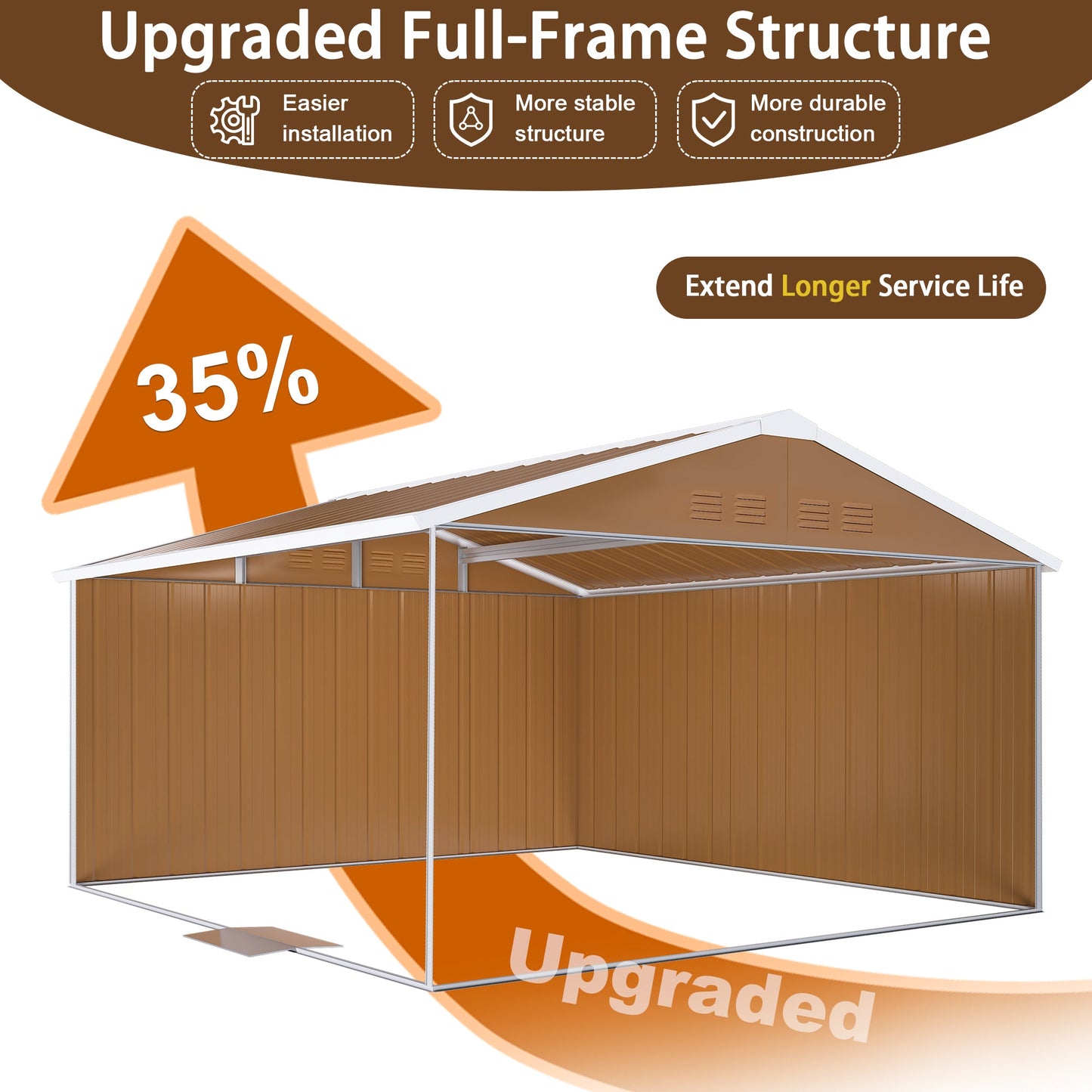 12x10 FT Heavy-Duty Metal Storage Shed with Lockable Door & Ventilation