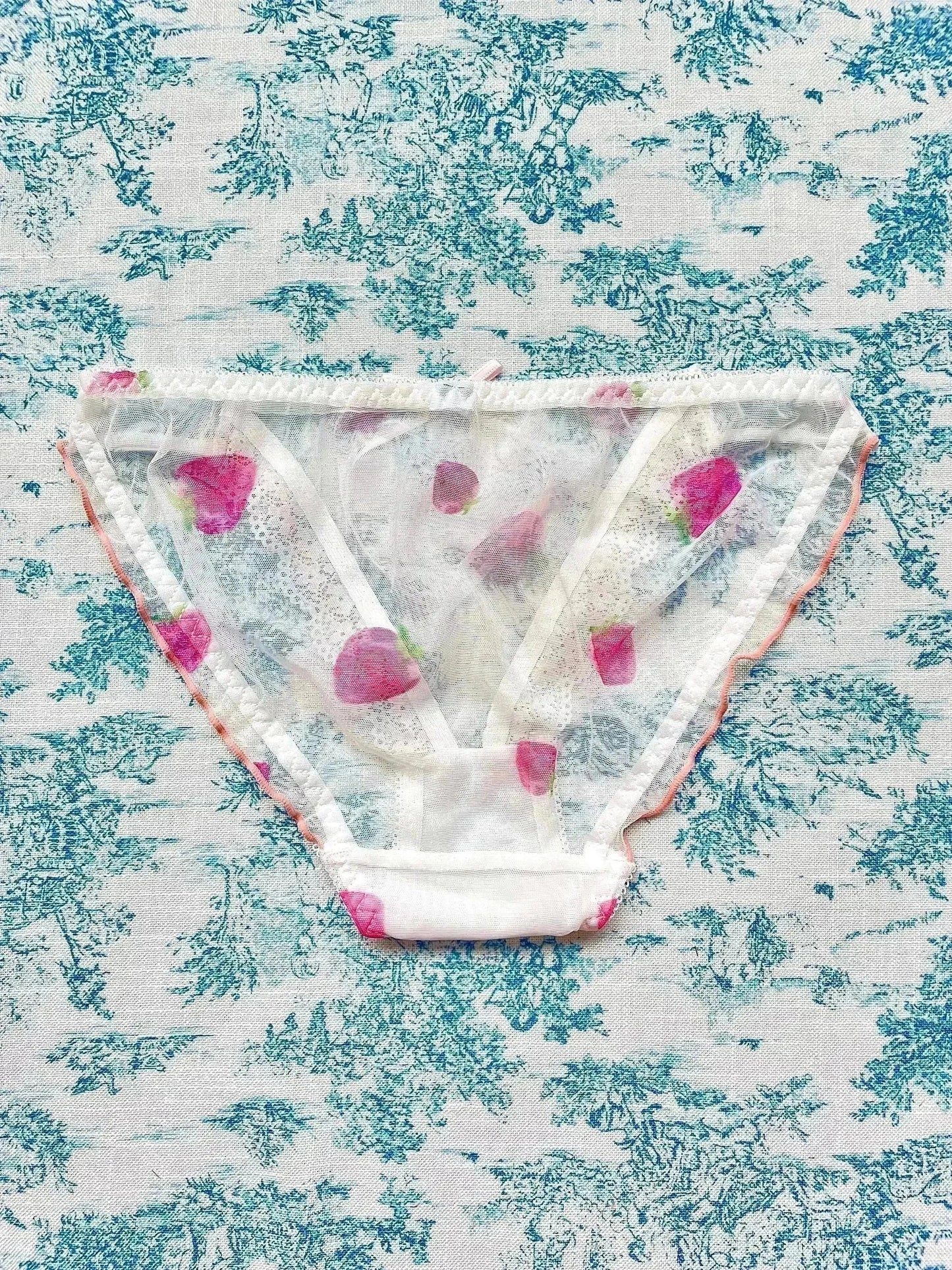 White Mesh Strawberry Panty