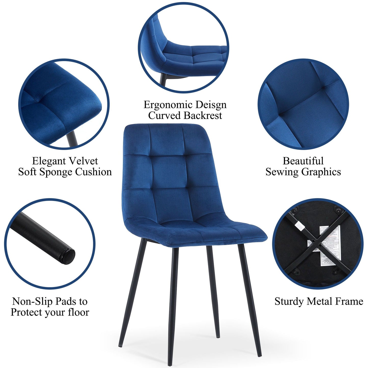 Mid-Century Modern Dining Chairs Set For Kitchen, Living Room
