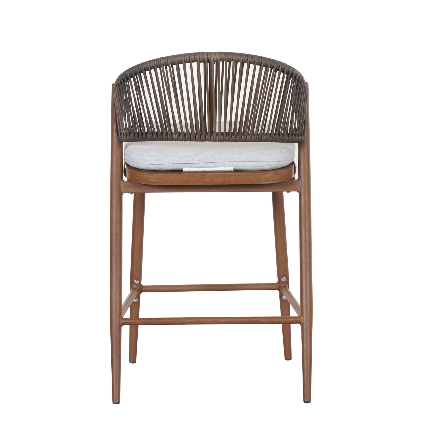 Outdoor 26" Counter Height Metal Frame Counter Stools With Scallop Shaped Backrest & Water Resistant Cushions