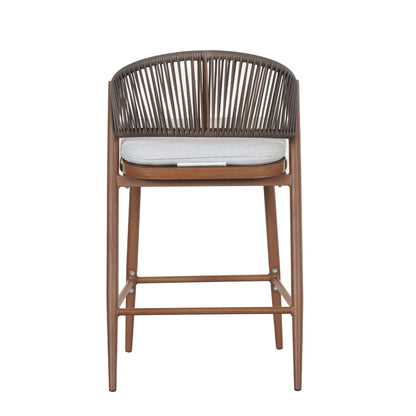 Outdoor 26" Counter Height Metal Frame Counter Stools With Scallop Shaped Backrest & Water Resistant Cushions