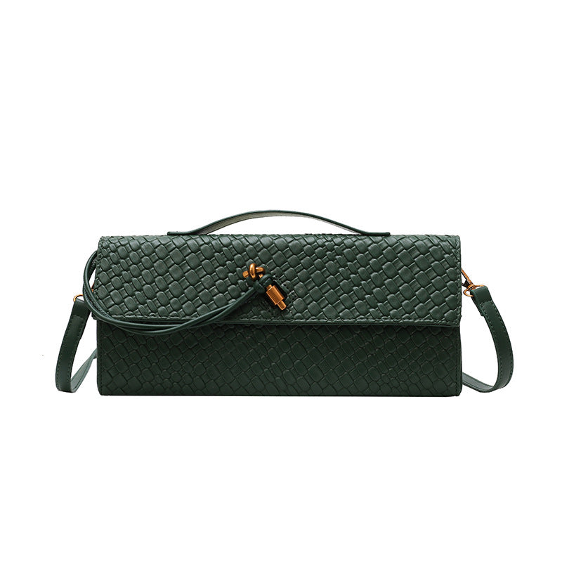 Womens Woven Soft Leather Shoulder Crossbody Bag