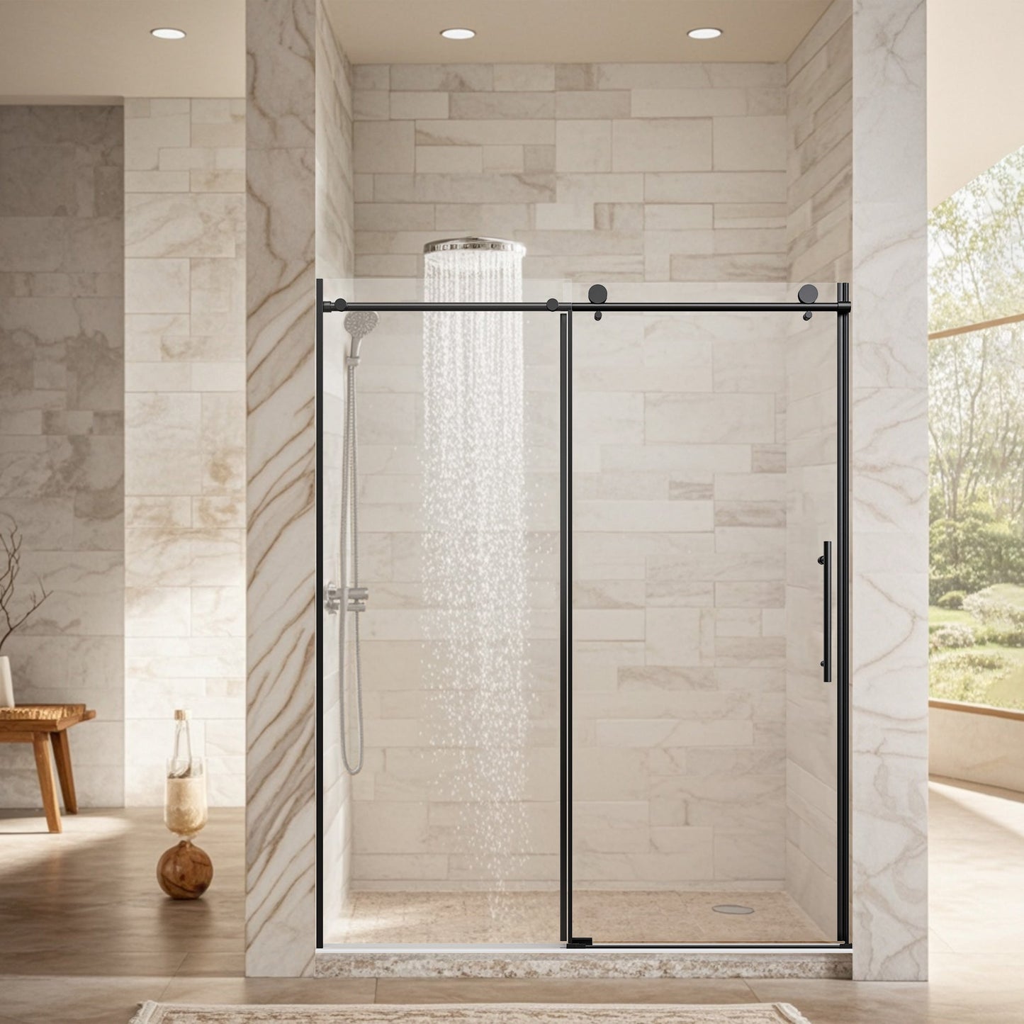 56-60" W x 76" H Stainless Steel Frameless Sliding Shower Door