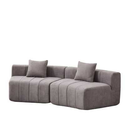 Curved Sectional Sofa With 2 Pillows For Living Room - Gray