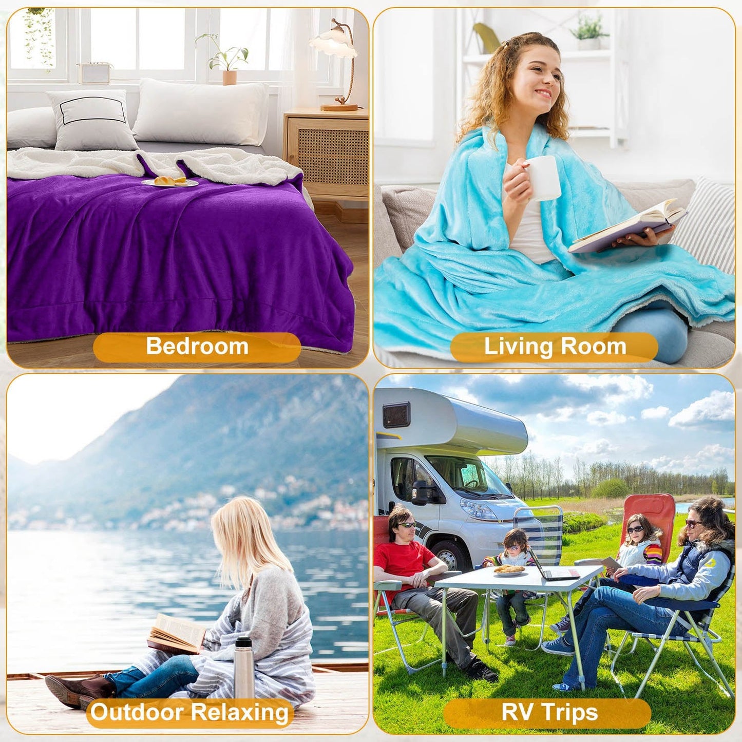 Fleece Throw Blanket - Double-Sided Soft Microfiber Polyester