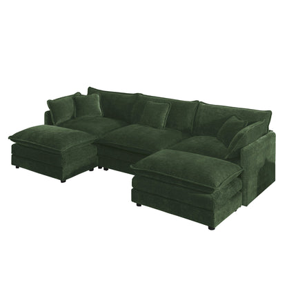U-Shaped Sectional Sofa with Reversible Footrest