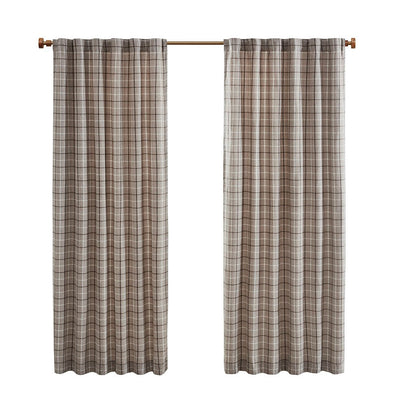 Plaid Rod Pocket and Back Tab Curtain Panel with Fleece Lining