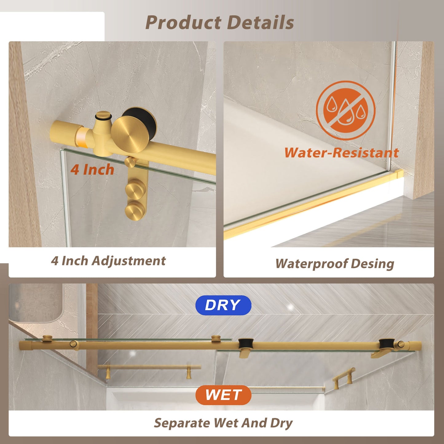 44-48" x 76" Frameless Sliding Shower Door