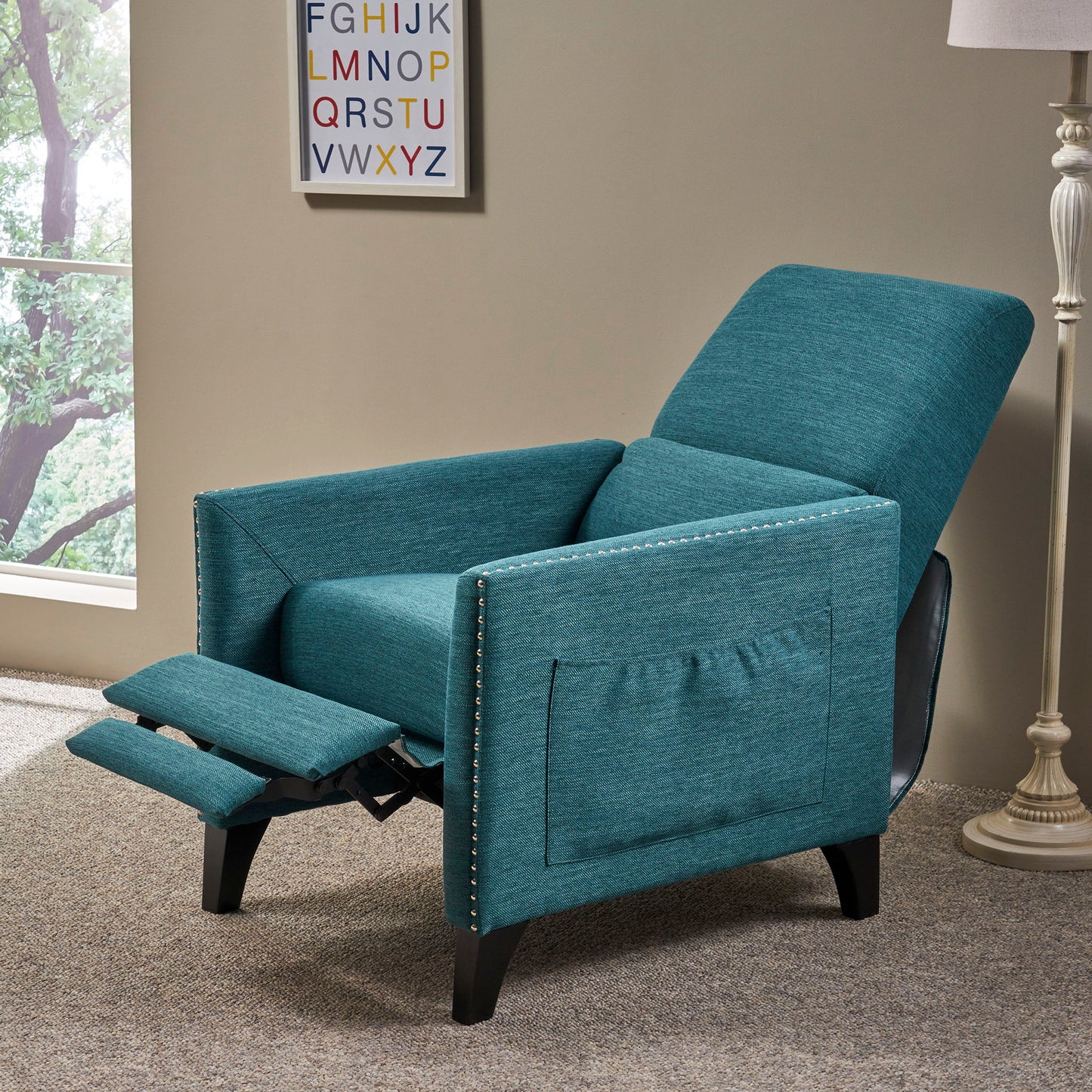 Kiersten Contemporary Fabric Pushback Recliner