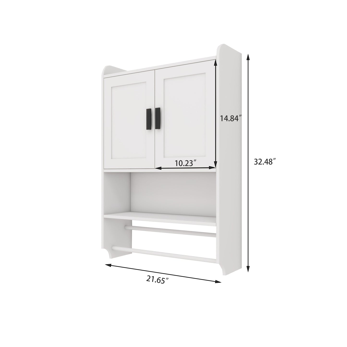 Bathroom Wall Cabinet with Doors, Adjustable Shelf, Towel Bar, and Paper Holder
