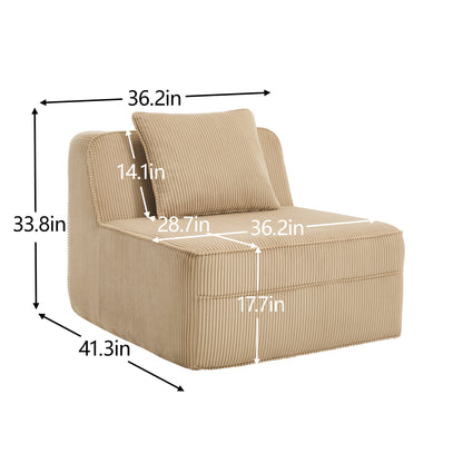 Armless Sofa With Pillow Corduroy - Camel