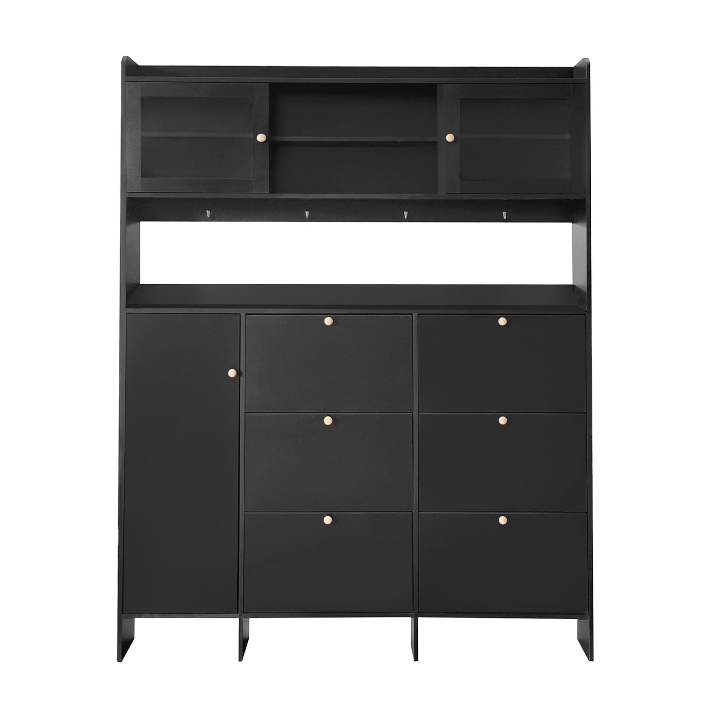On Trend Multifunctional Tipping Bucket Shoe Cabinet With Storage Shelf & 6 Flip Drawers