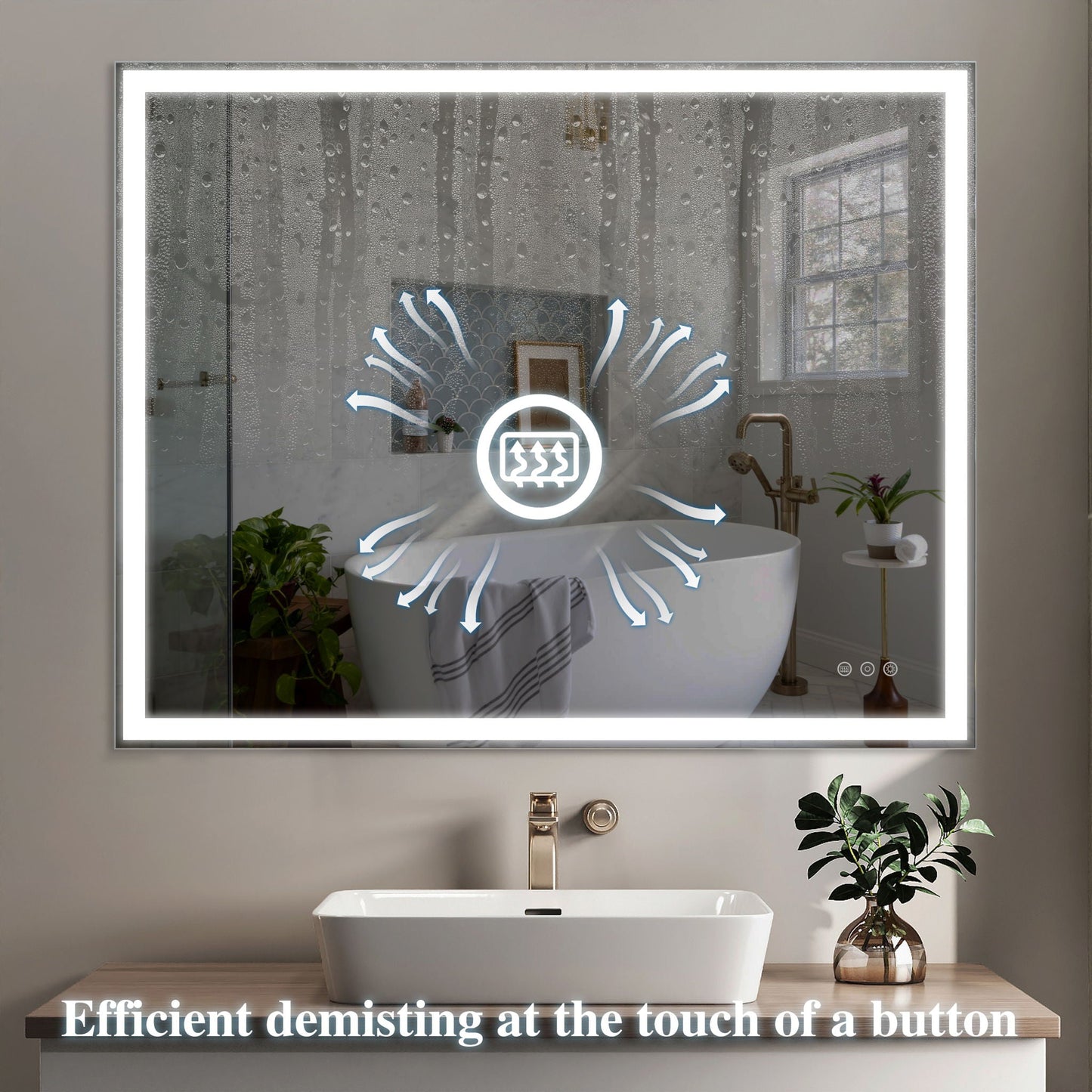 LED Bathroom Vanity Mirror Wall Mounted Adjustable / Warm / Natural Lights Anti-Fog Touch Switch With Memory Modern Smart Large Bathroom Mirrors