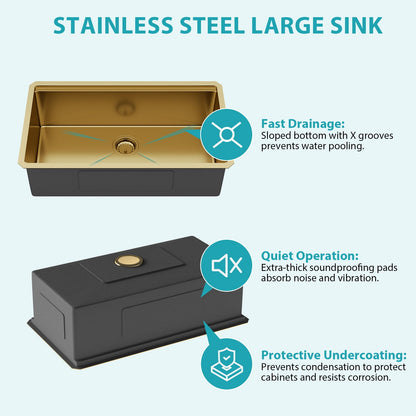 Stainless Steel Undermount Kitchen Sink With Workstation