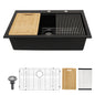 Granite Composite Quartz Kitchen Sink With Workstation Features And Drop In Design