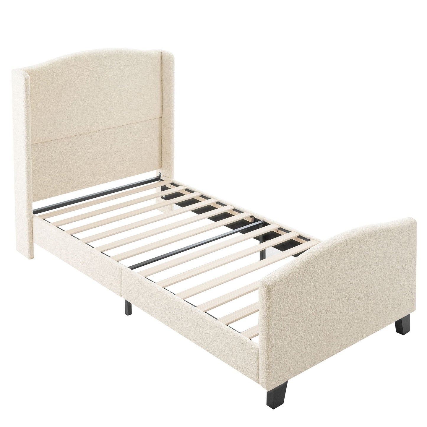Platform Bed Frame With Tall Headboard And High Footboard