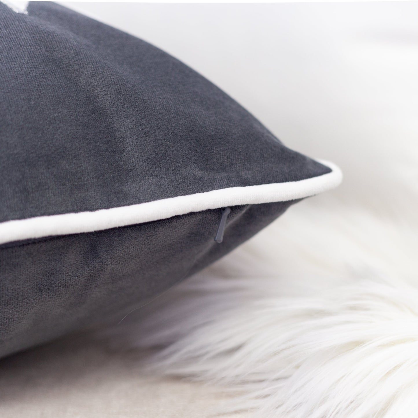 Nneka Let It Snow Gray Velvet Lumbar Pillow with Insert 14x20