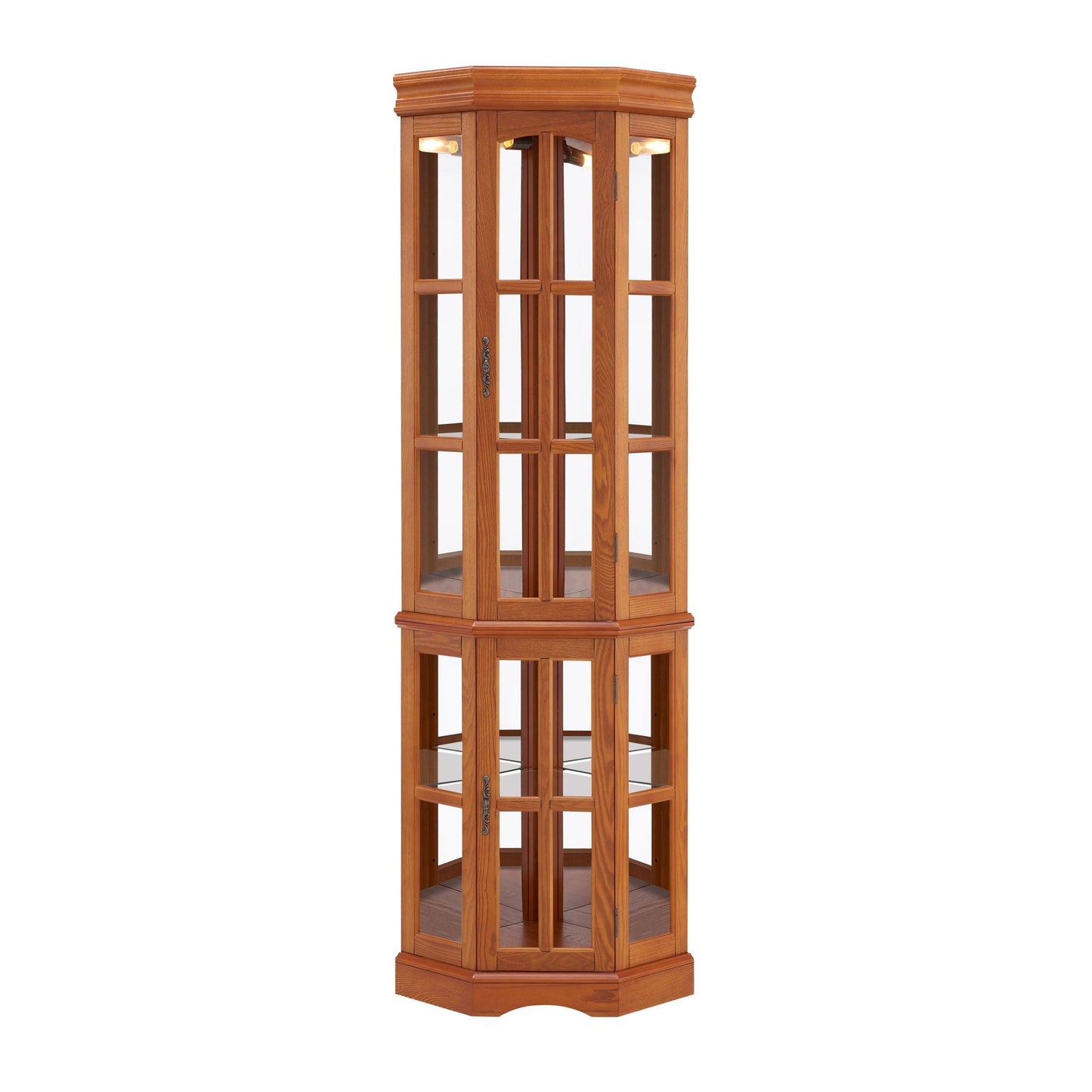 Corner Curio Cabinet With 5 Shelves And Lighting System