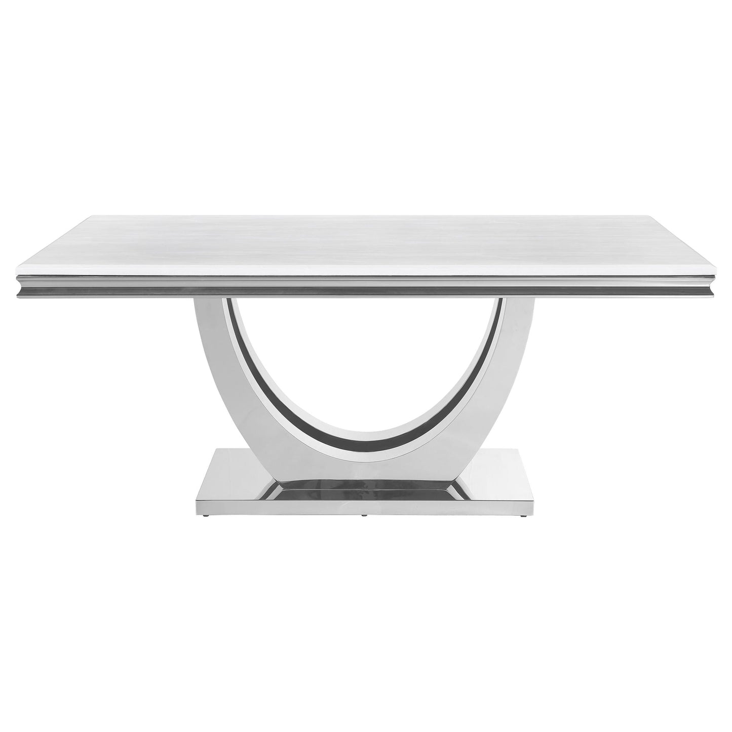Allessandra - Rectangular U-Shaped Base Dining Table - White / Silver