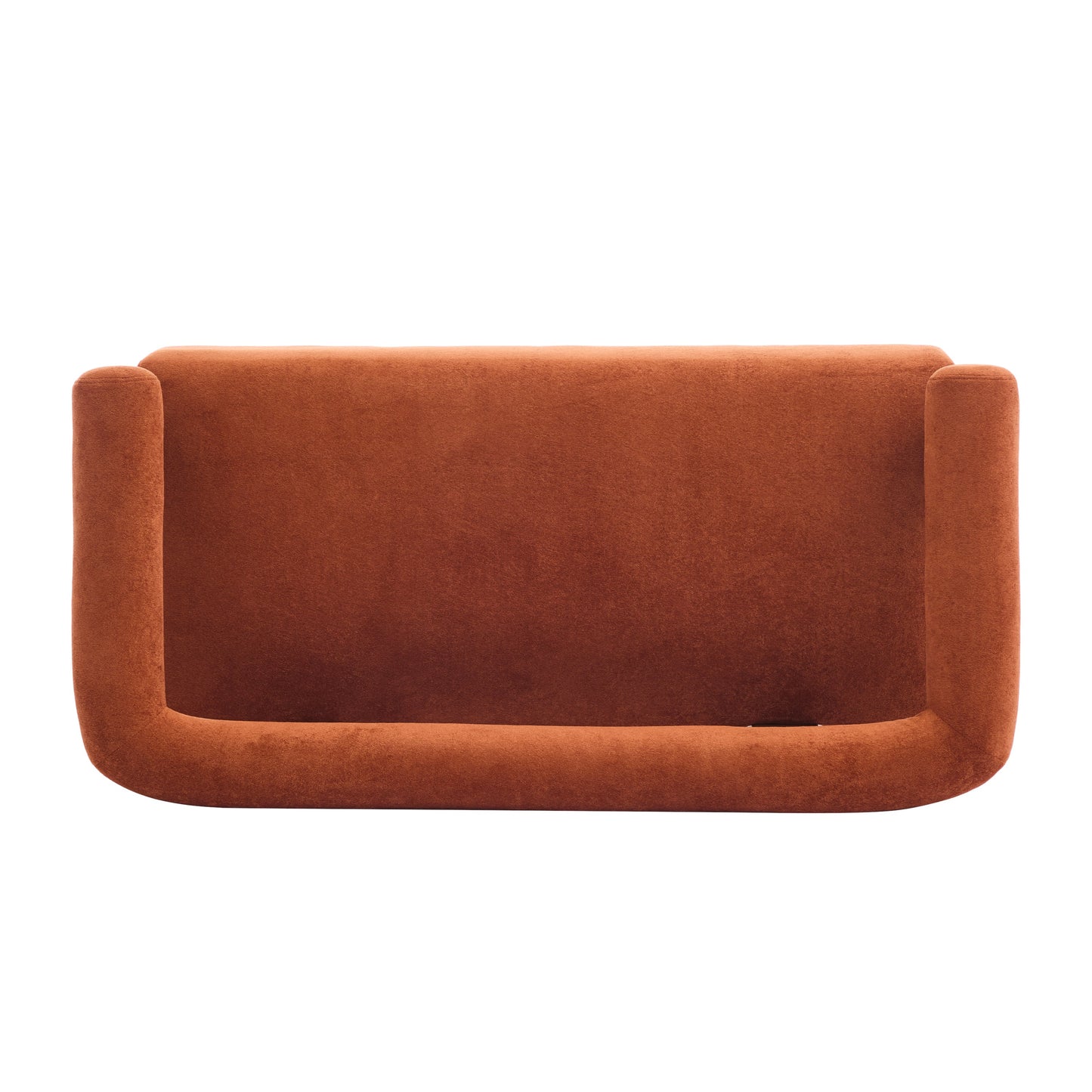 Round Armrest Loveseat (Dark Orange + Brown)