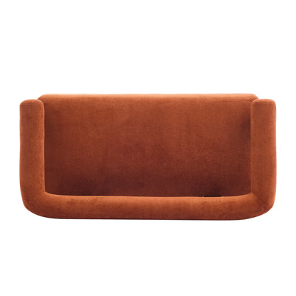 Round Armrest Loveseat (Dark Orange + Brown)