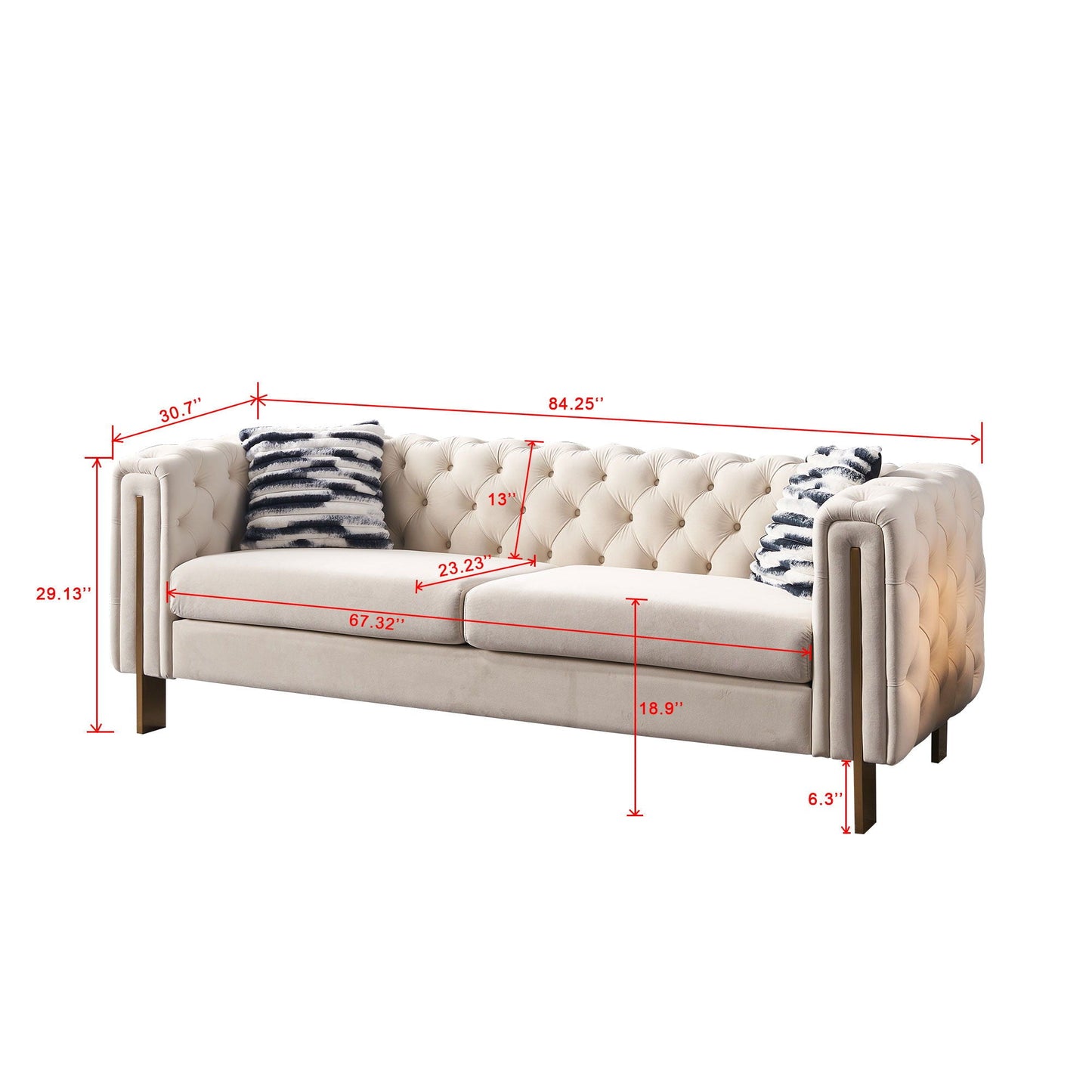 Chesterfield - Modern Tufted Living Room Sofa, 84.25''W Couch