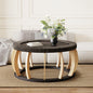 Vintage Rattan Solid Wood Round Coffee Table