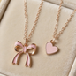 Sweet Pink Heart & Bow Layered Necklace