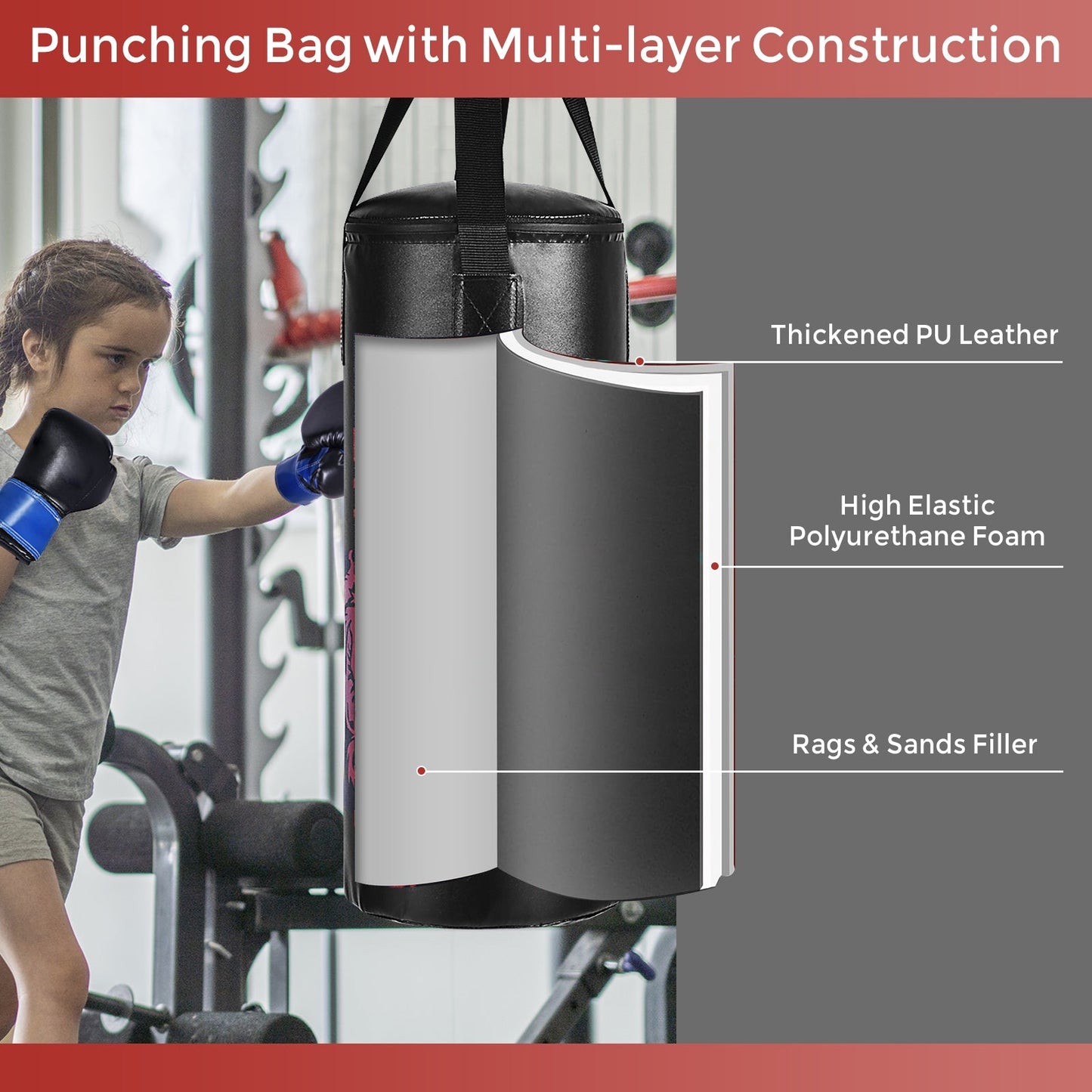 Kids Boxing Set with Punch Bag, Gloves & Jump Rope - 24 Inch