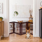30 Inch Tall 4-Panel Freestanding Pet Gate Wooden Dog Fence-Brown