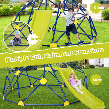 Kids Climbing Dome with Slide and Fabric Cushion for Garden Yard-Blue