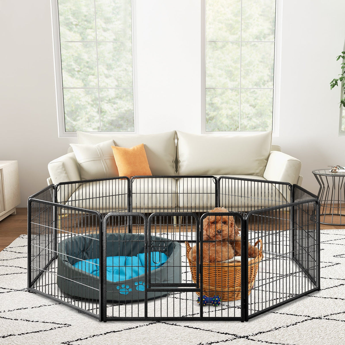 8 Panel 24 Inch Height Pet Fence Indoor Outdoor-24 inch