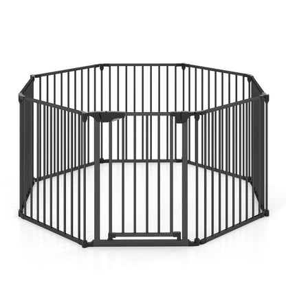 8-Panel Extra Wide Baby Gate Adjustable Pet Safety Fence with Auto-close Door