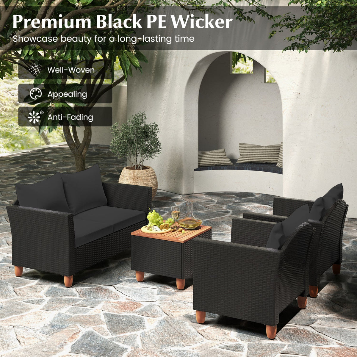 8-Piece Outdoor Conversation Set with Storage Coffee Table