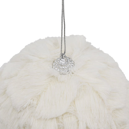 4" Cream Shabby Chic Ruffled Ornament Ball
