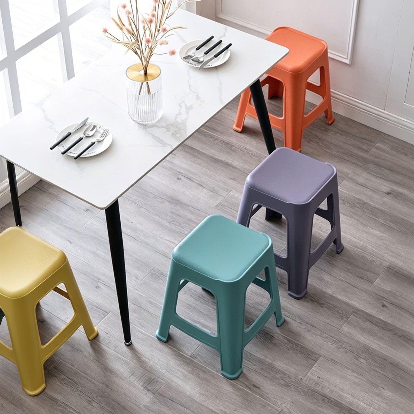 10 Pack Stackable Classroom Stools, 18.8" Height