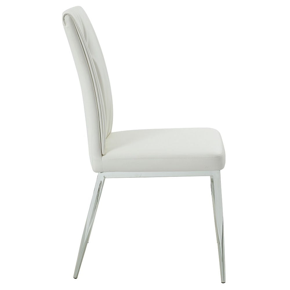 Kamaile - Side Chair (Set of 2) - Beige Synthetic Leather & Chrome