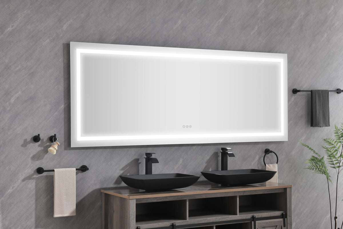 72" x 32" LED Bathroom Mirror with Front and Backlight