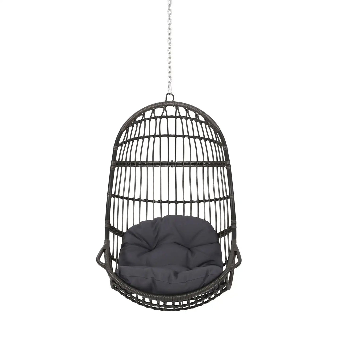 Rustic Hanging Basket Chair With Cushion