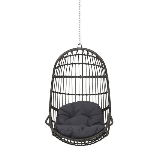 Rustic Hanging Basket Chair With Cushion