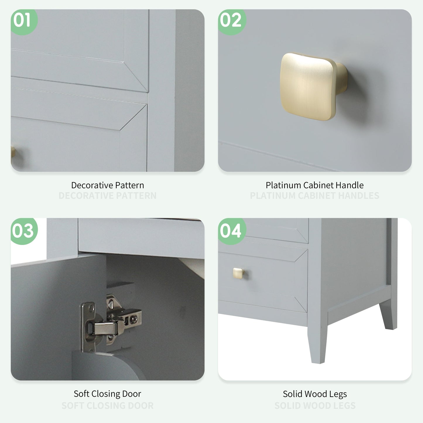 20" Bathroom Vanity with Sink, Storage Rack, and Soft Closing Door - Grey