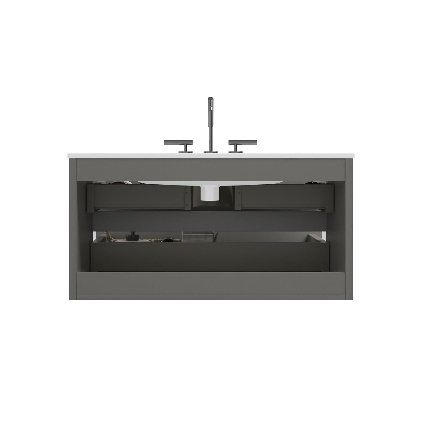 TIA 36" Wall Mount Space Gray Bathroom Vanity