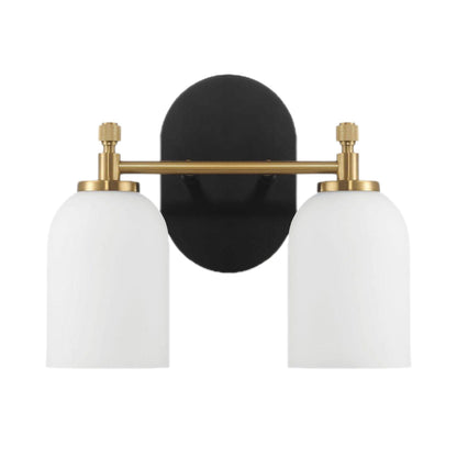 Vortex - 2 Lights Vanity In Style For Over Bathroom Mirror Wall Sconce - Black / Gold / White